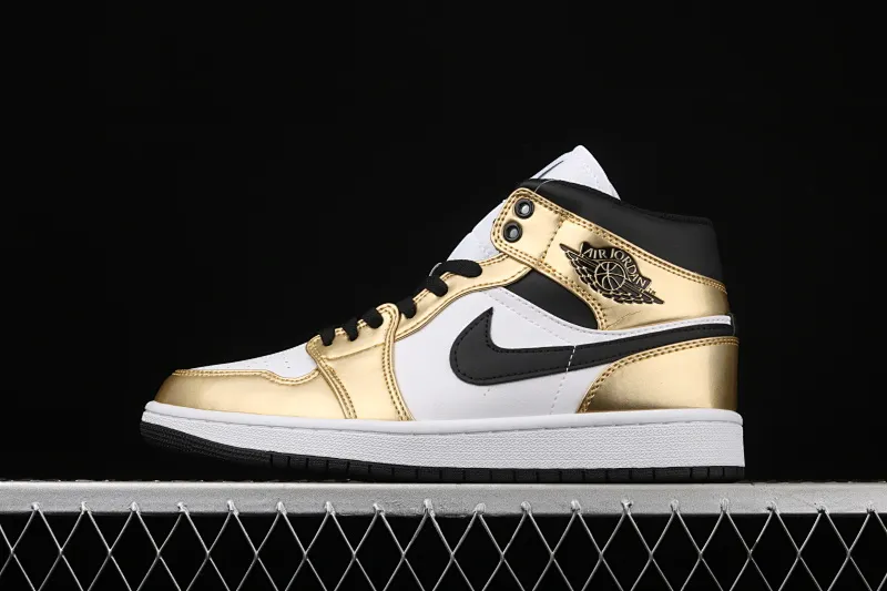 All Categories Air Jordan Jordan Series Basketball Shoes Air Jordan 1 Mid Air Jordan 1 Mid "Metallic Gold" AJ1 Joe 1 Zhongbang Platinum Color DC1419-700